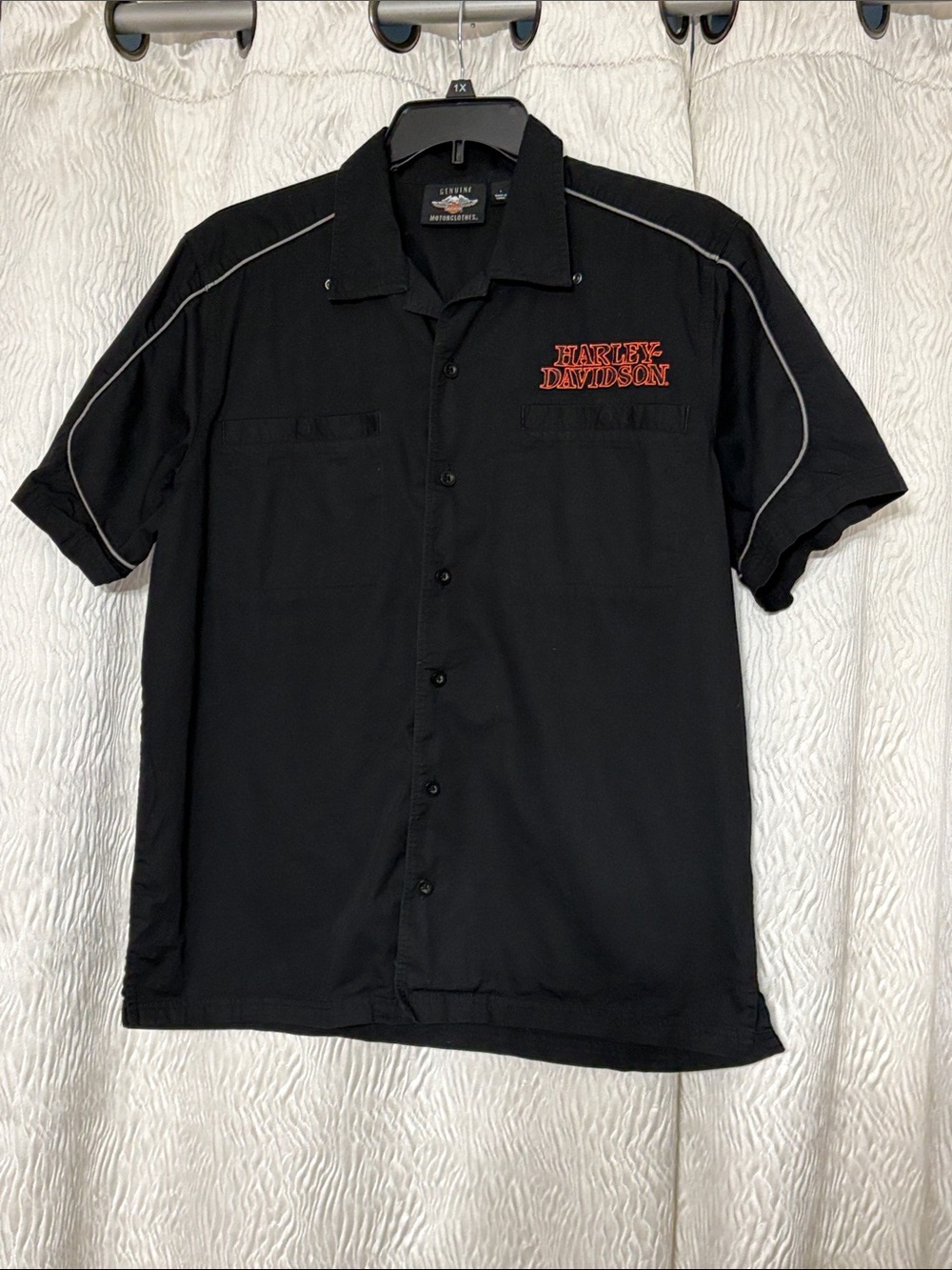 Harley Davidson Motorcycles Embroidered Mechanics Button Down Black Shirt Size L